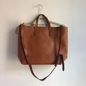 Madewell Zip Top Brown Transport Leather Tote